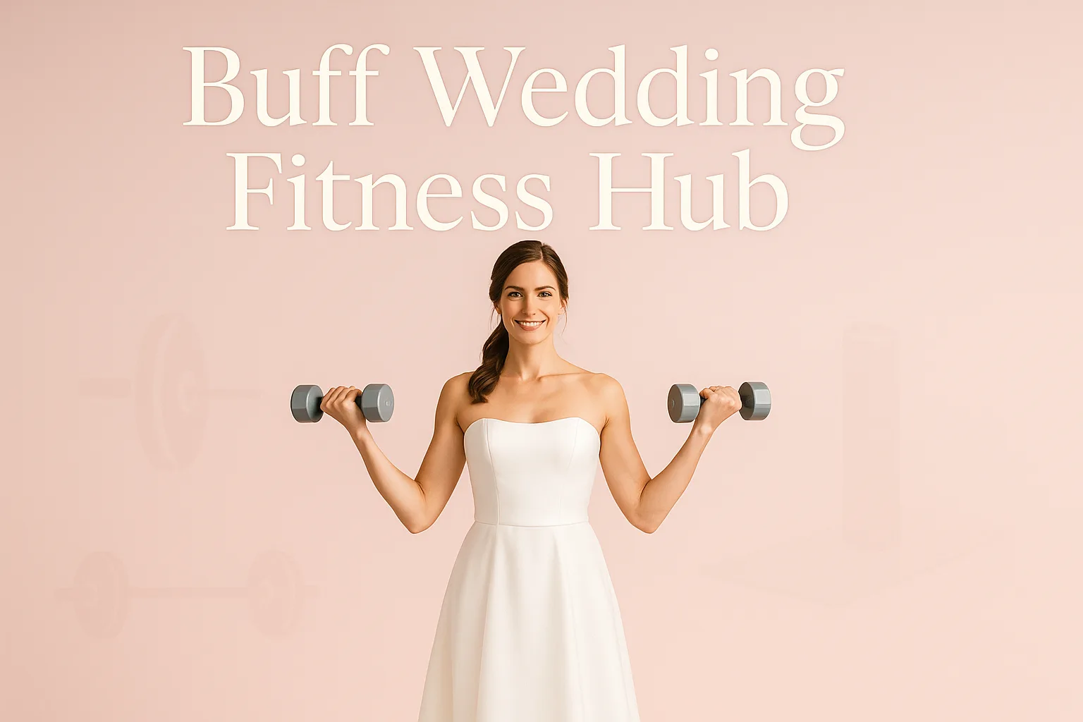 Bride doing biceps curls for sleeveless dress